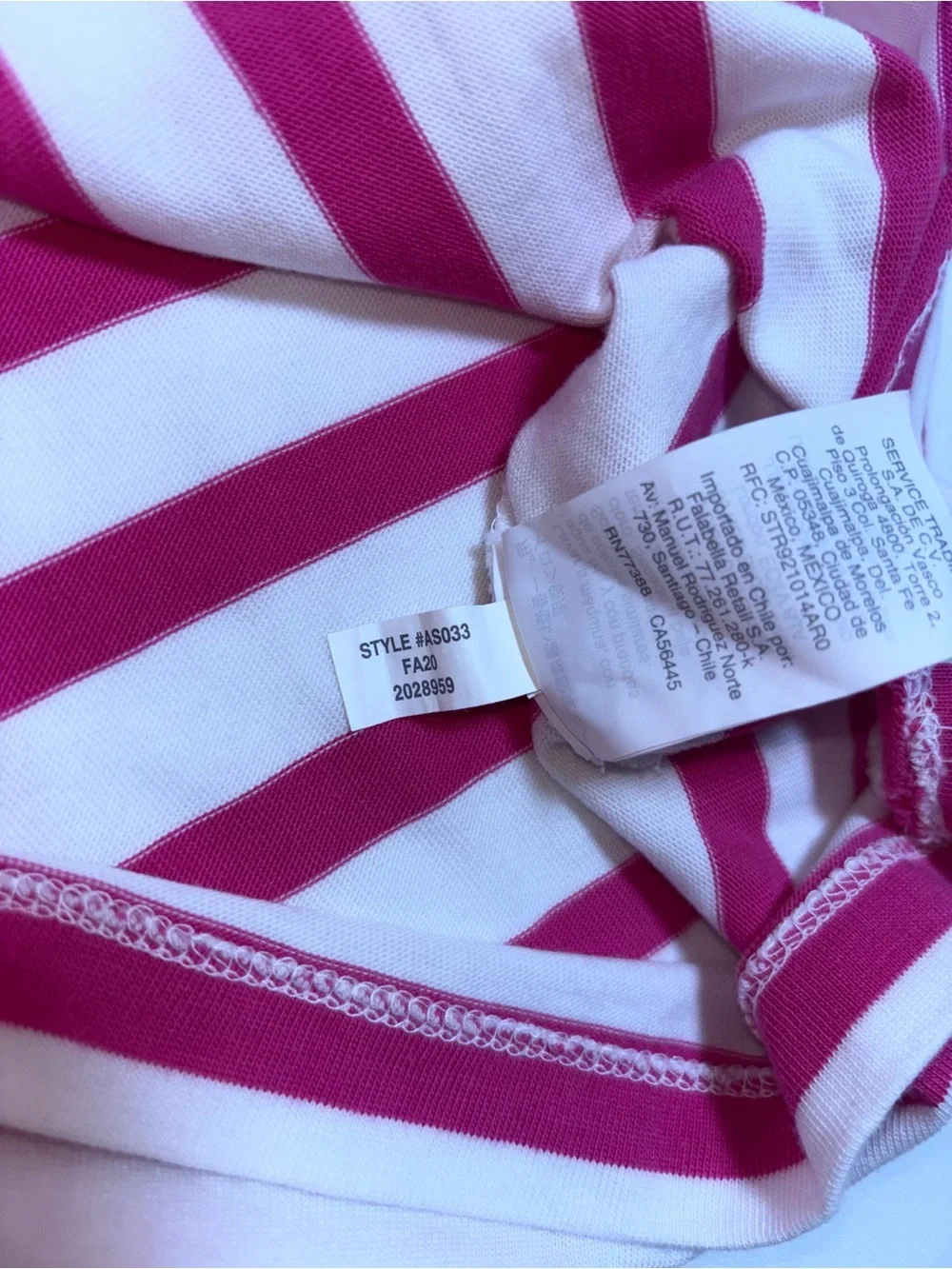 J. Crew Striped Puff-Sleeve 3/4 Sleeve Tee Fuchsia and White - Women’s Small